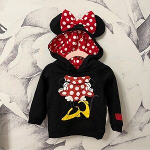 DISNEY Baby Girl MINNIE MOUSE Bow Ears Sweater HOODIE 9-12 months